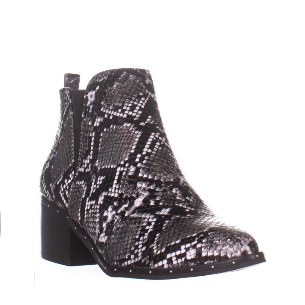 Bar III Black & White Faux Snakeskin Bootie
